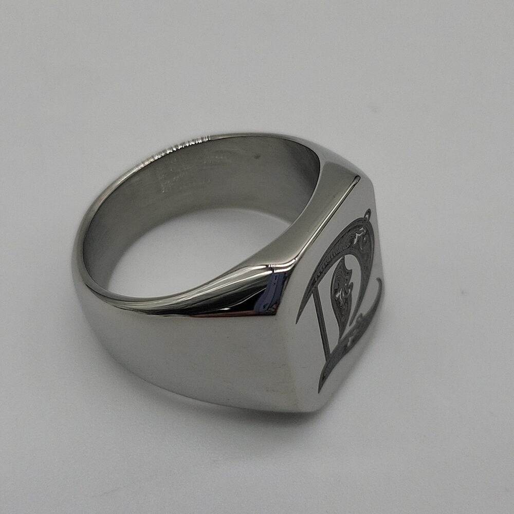 Stainless Steel Handmade Men's Ring Letter D Engraved Size 9 NWT